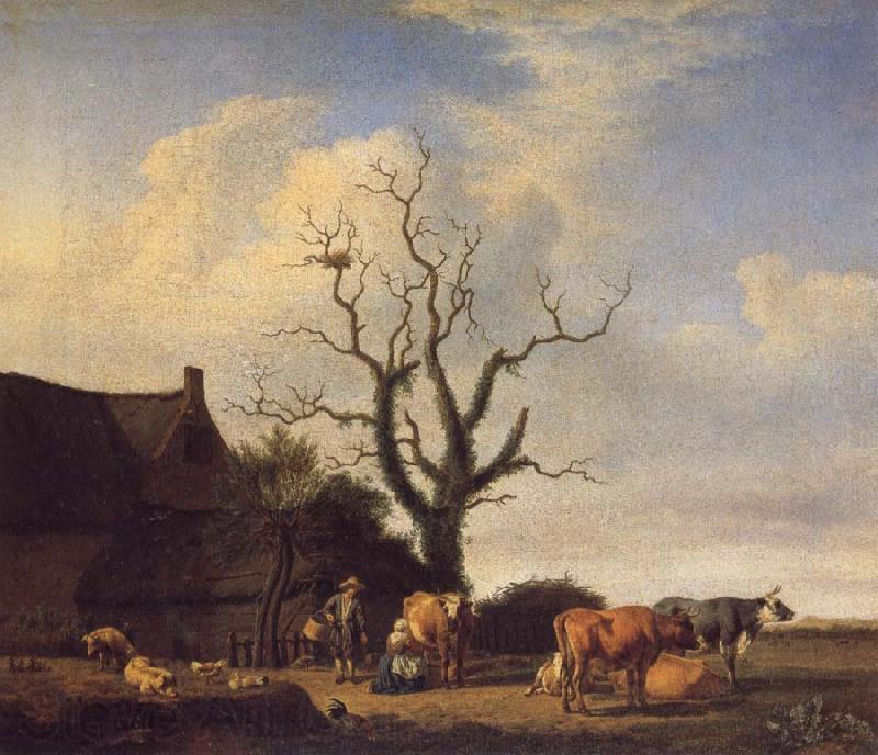 VELDE, Adriaen van de A Farm with a Dead Tree Spain oil painting art